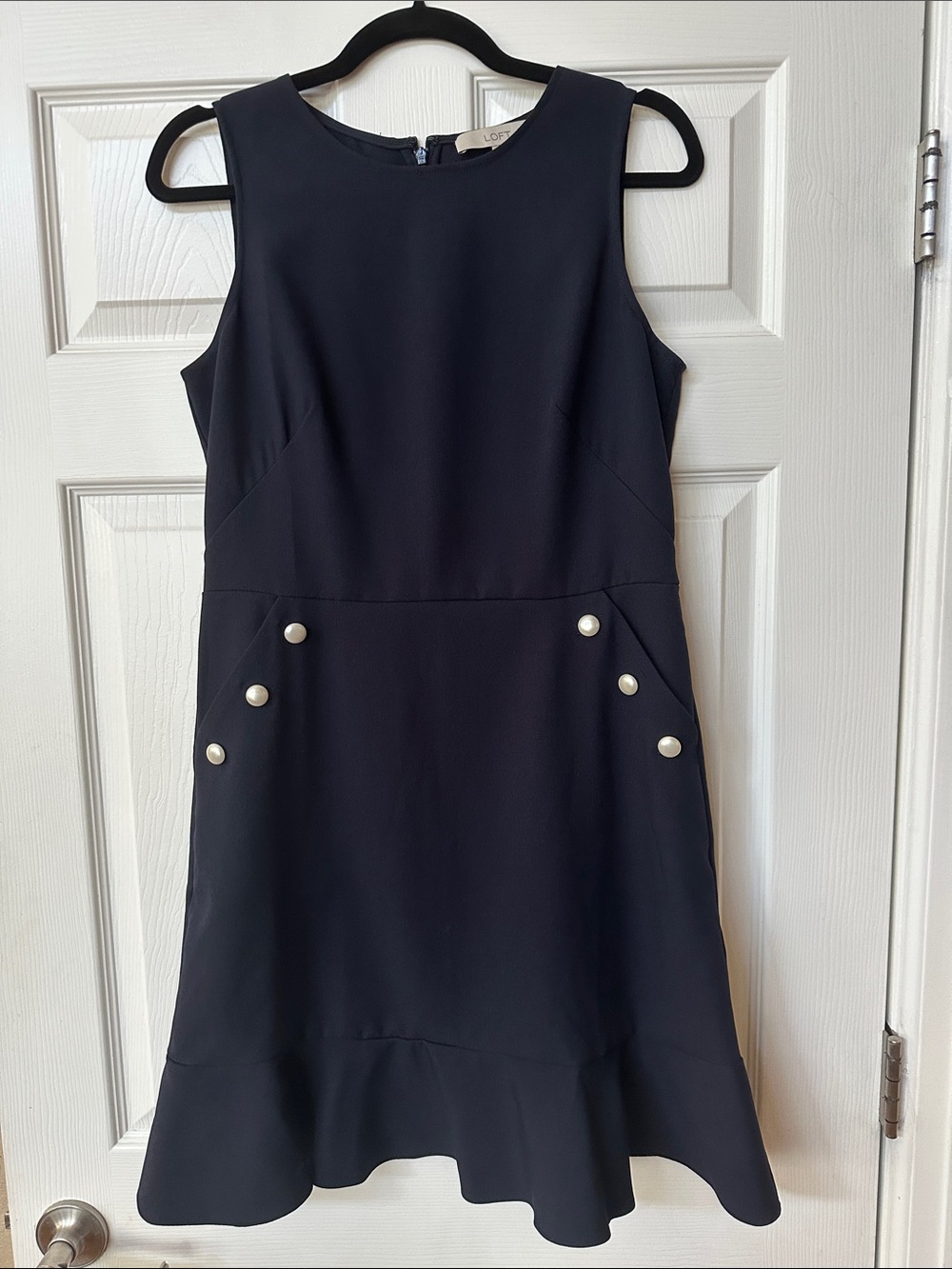 LOFT Dress One Shoulder Ruffle Striped